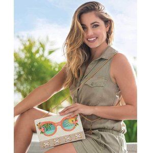 Beaded Sunglasses Crossbody Clutch Handbag